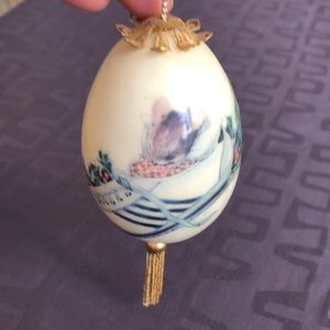 Christmas Ornament Egg with A Mouse in Tennis Shoe